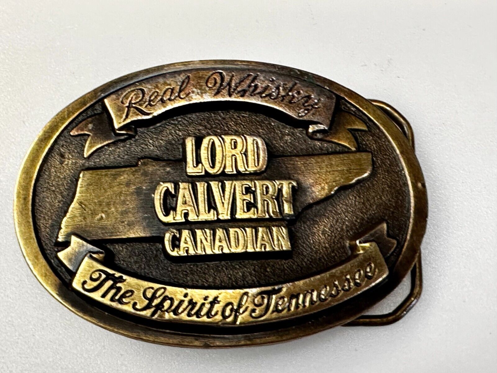 The Spirit of Tennessee  Lord Calvert Real Canadian Whisky Promo Belt Buckle