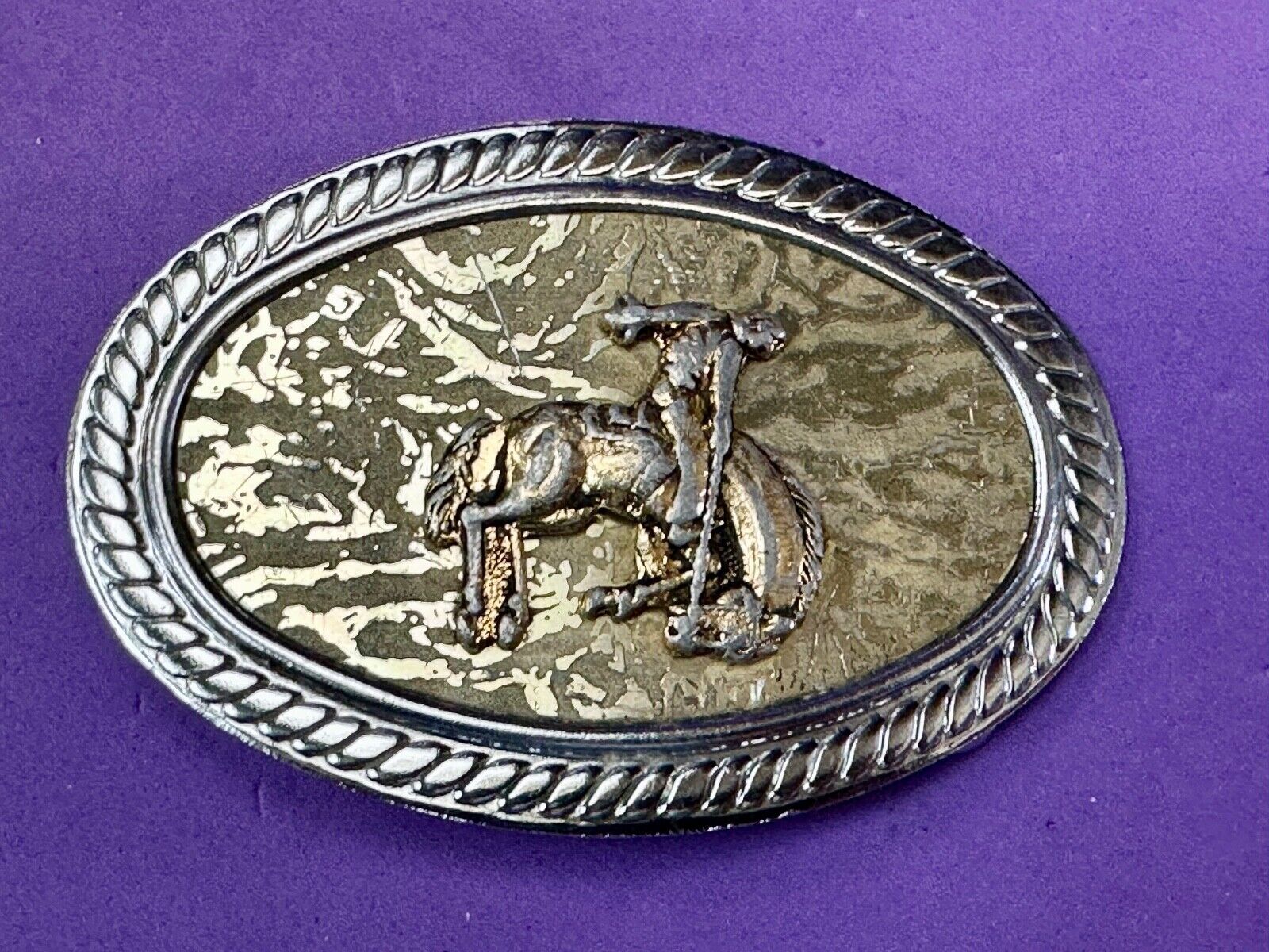 Vintage Cowboy Saddle Bronc western belt buckle  - made in Japan