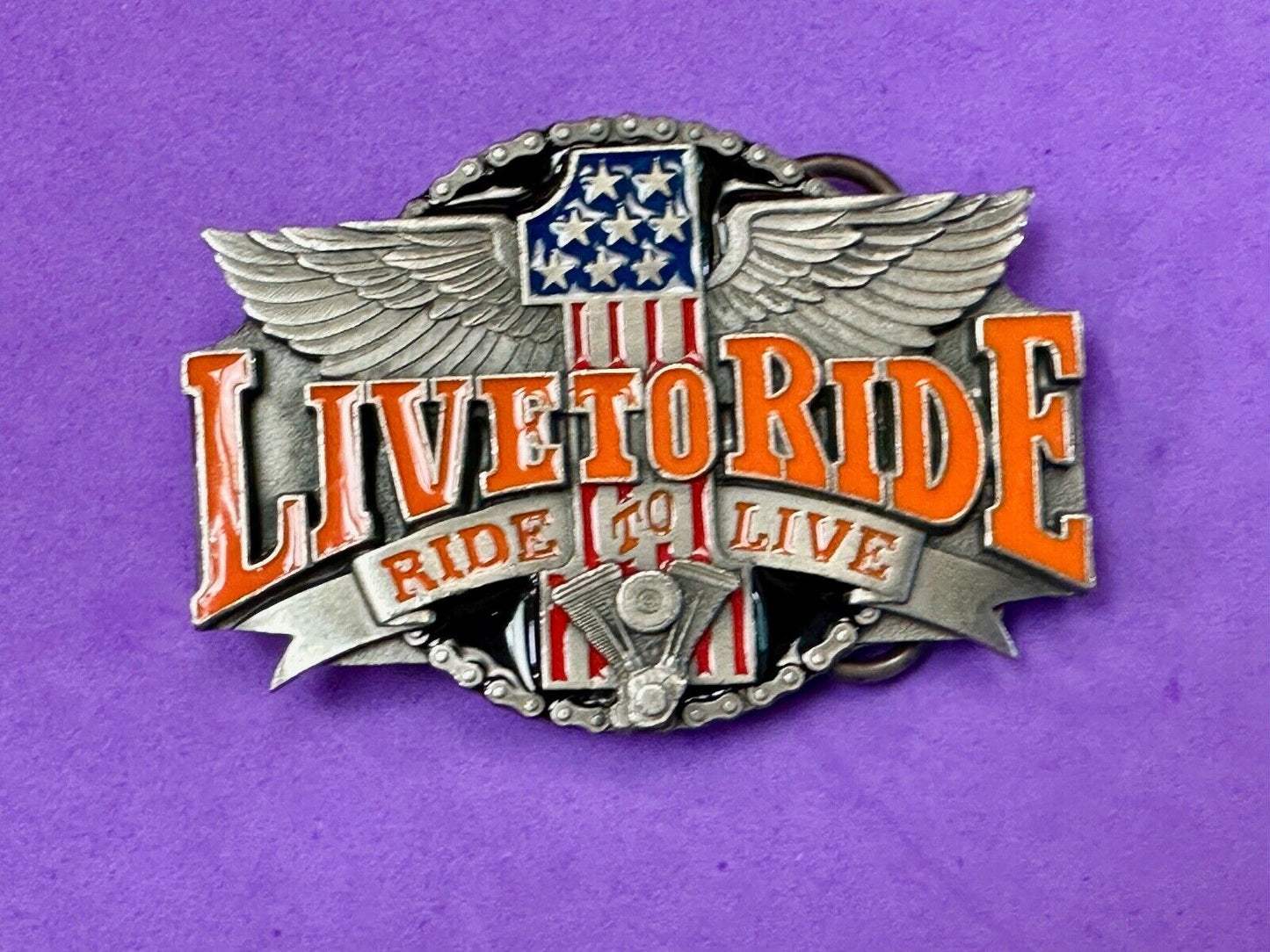 #1 Live to ride - Eagle Flag Bikers Motorcycles X-7 Siskiyou belt buckle