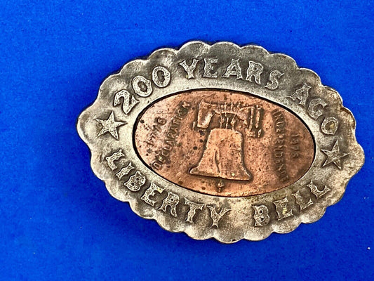 VINTAGE 200 Years Ago Liberty Bell Belt Buckle Bergamot Y-37