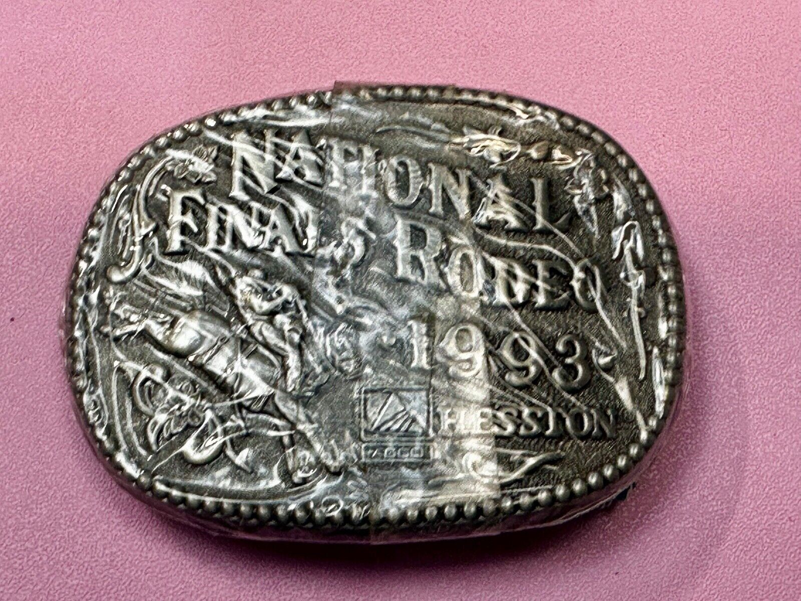 1993 NFR National Finals Rodeo  NOS Youth Size Hesston Commemorative Belt Buckle