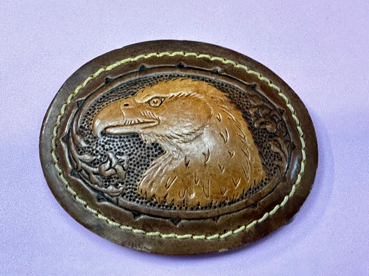 Artisan American Bald Eagle Vintage Mixed Leather Belt Buckle