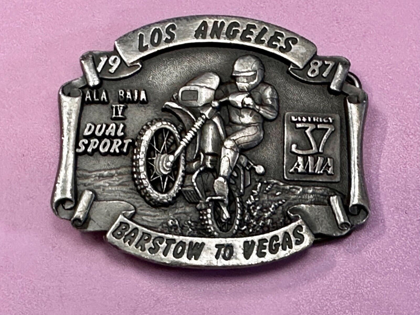 AMA Los Angeles to Barstow to Vegas 1987  Trail Ride Motorcycle Belt Buckle