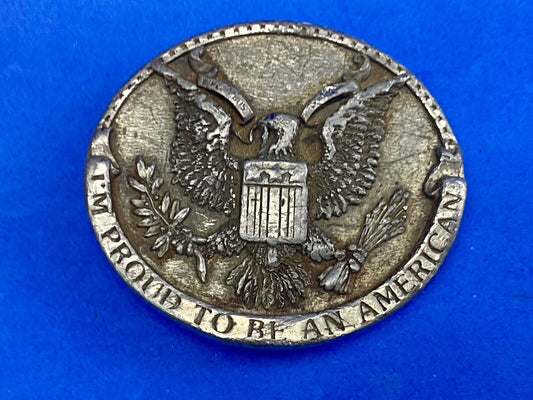 Vintage 1981 Patriotic.   I'm Proud to be an American! USA belt buckle Bergamot 