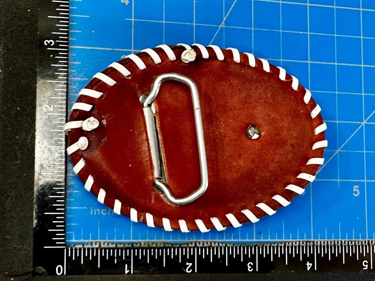 Artisan Leather Deer hand stitched large Vintage Belt Buckle