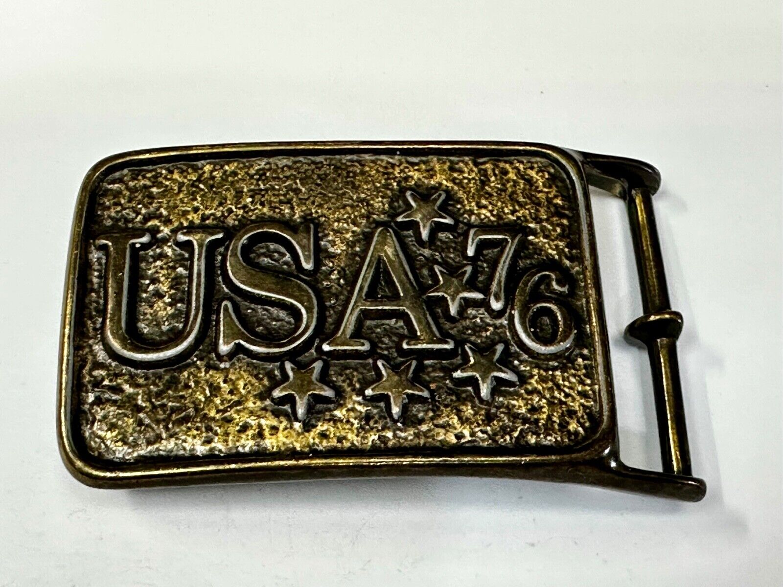 USA 76 Patriotic American Bicentennial Celebration Stars & Stripes Belt Buckle