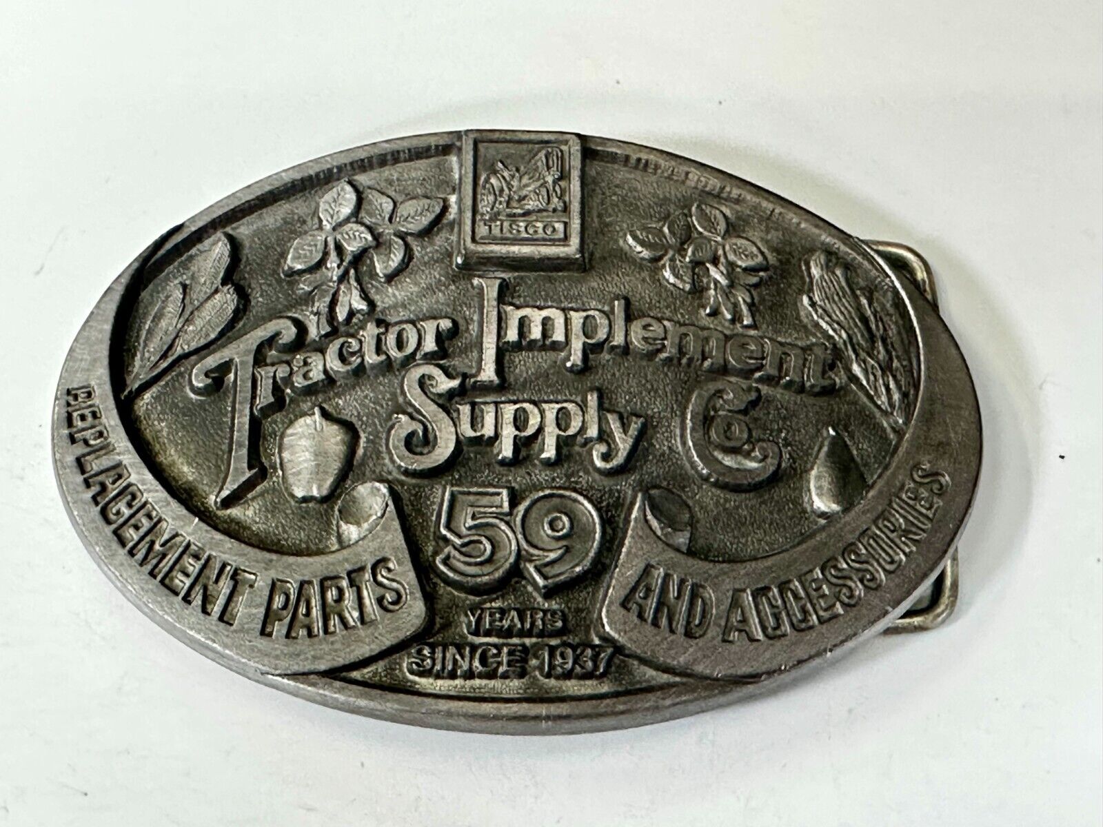 Tractor Implement Supply Replacement Parts Commemorative Silver Tone Belt Buckle