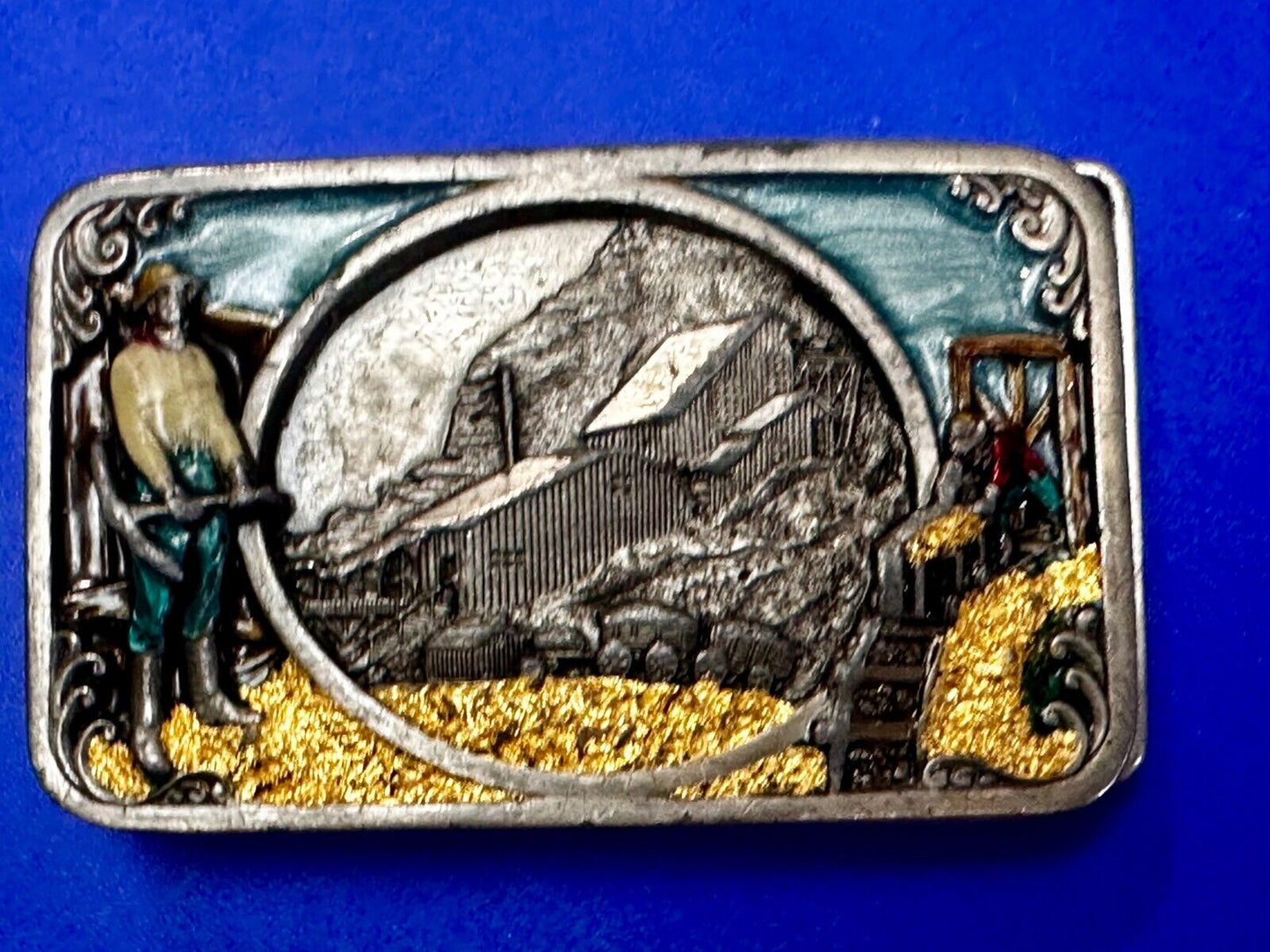 Underground Miners Processing Mill Historical Vintage 1983 Siskiyou Belt Buckle