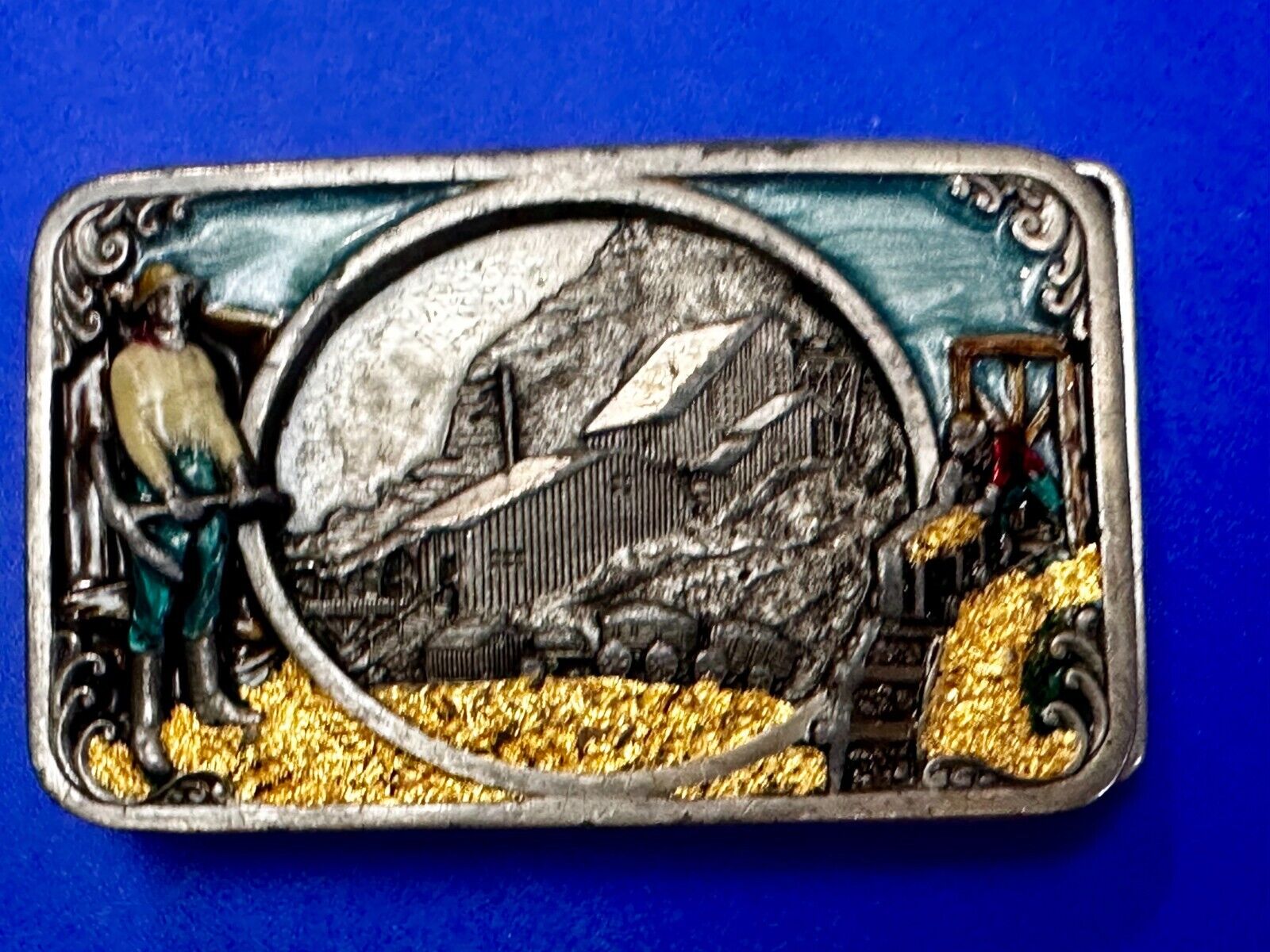 Underground Miners Processing Mill Historical Vintage 1983 Siskiyou Belt Buckle
