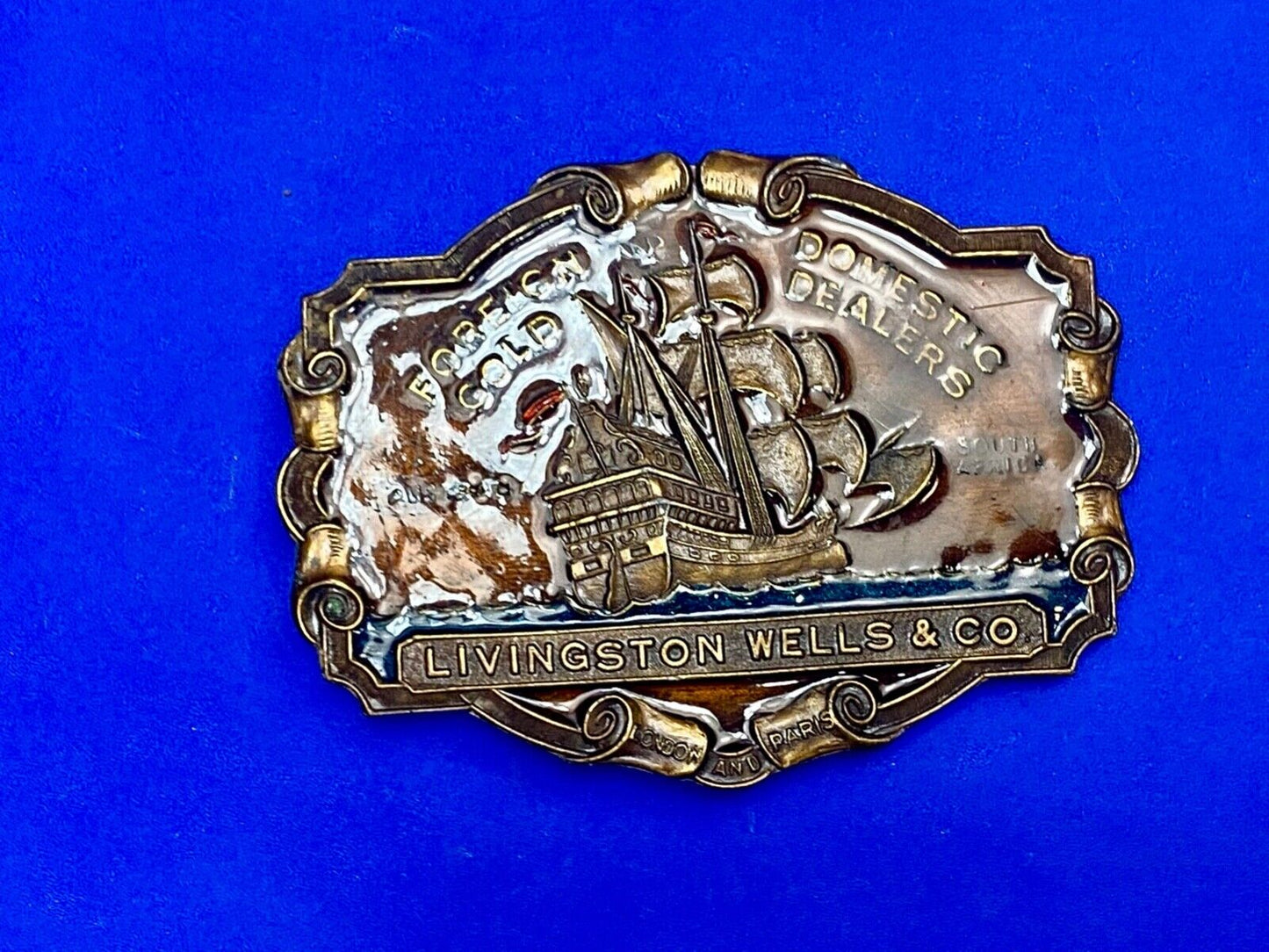 V-33 LIVINGSTON WELLS & CO Bergamot belt buckle Foreign & Domestic Gold Dealers