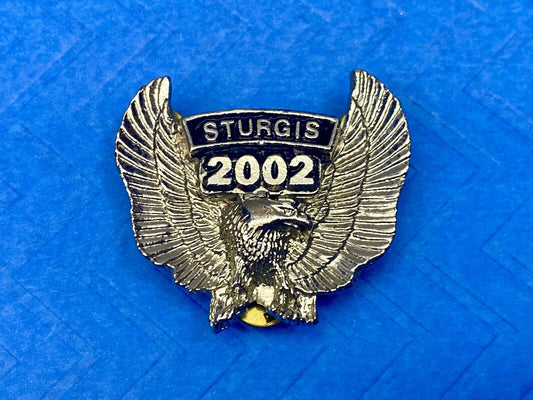 Vintage 2002 Sturgis Motorcycles MC Eagle Wings Bike Week Jacket Vest Hat Pin 