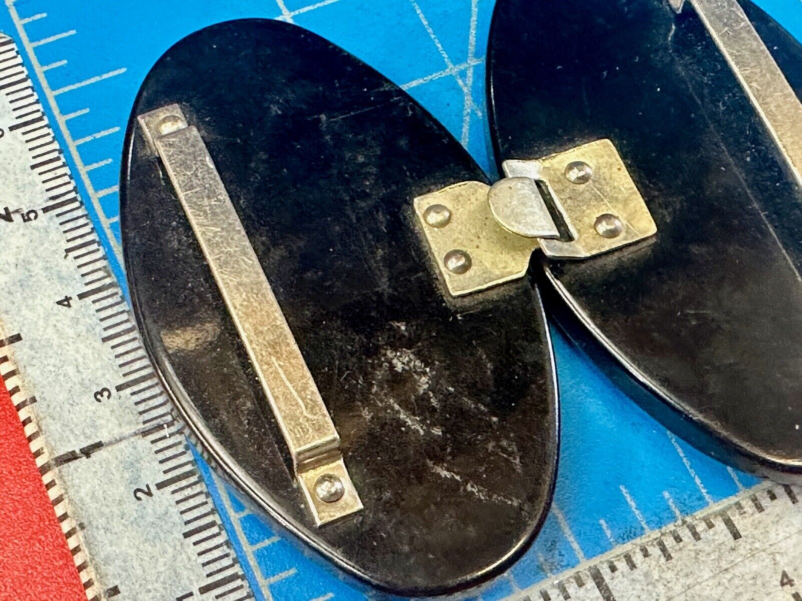 Two piece interconnecting vintage black shoe clips