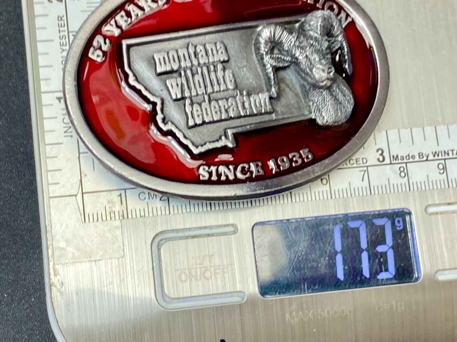52 Years Of Conservation - State Of Montana Wildlife Federation Belt Buckle