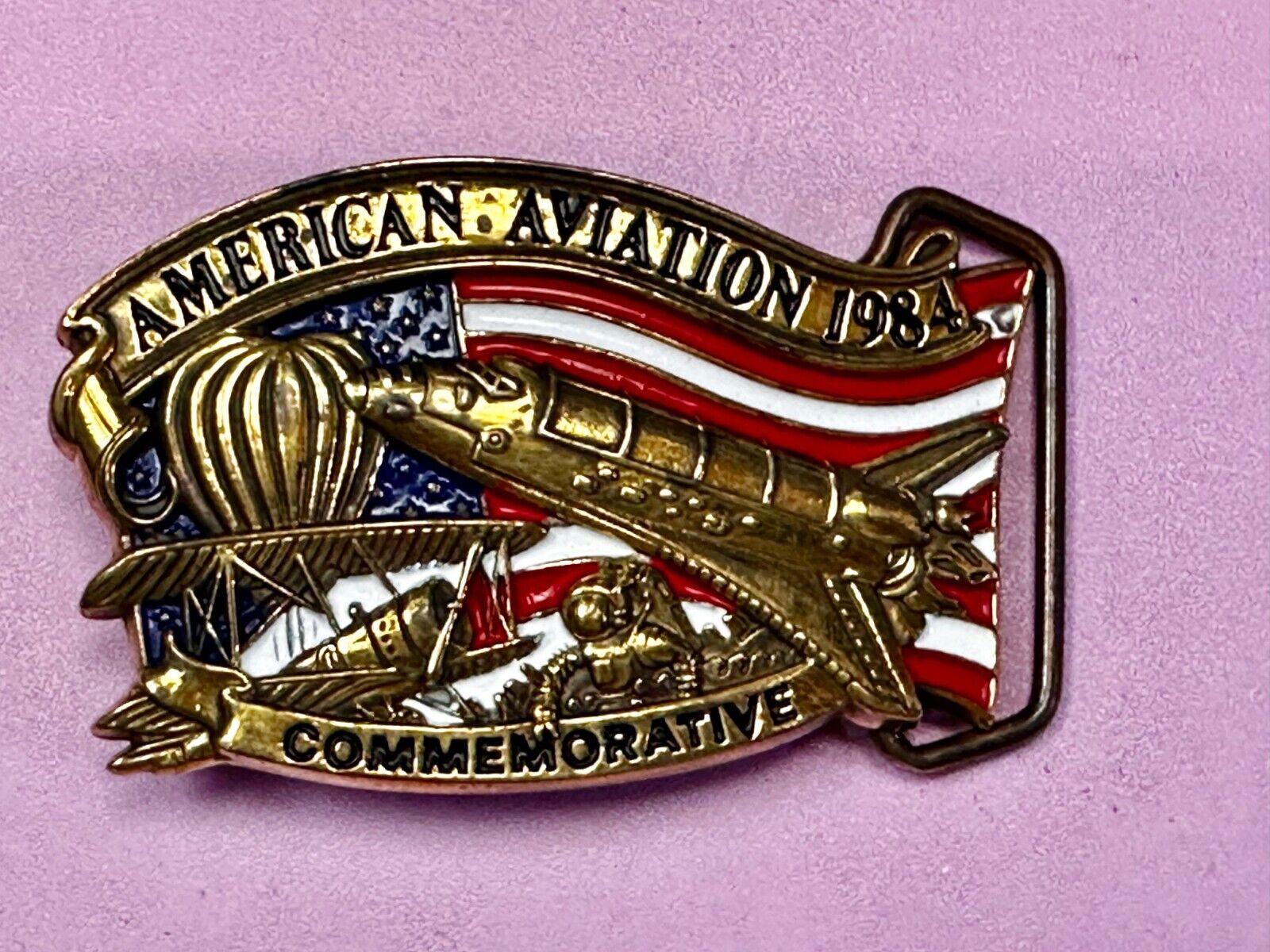 American Aviation Vintage 1984 Solid Brass Commemorative Belt Buckle by Baron