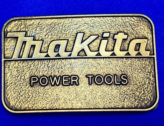 Vintage 1970's Makita Power Tools Brass Colored Belt Buckle Made In USA