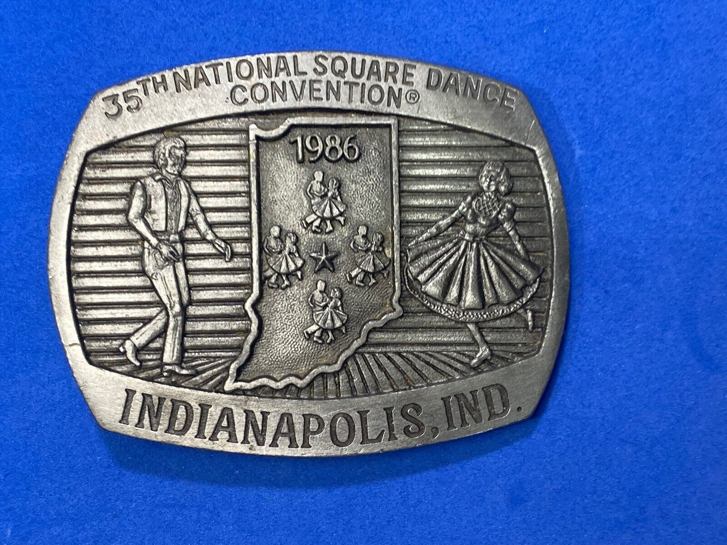 35Th National Square Dance Convention 1986 Indianapolis In Western Belt Buckle 