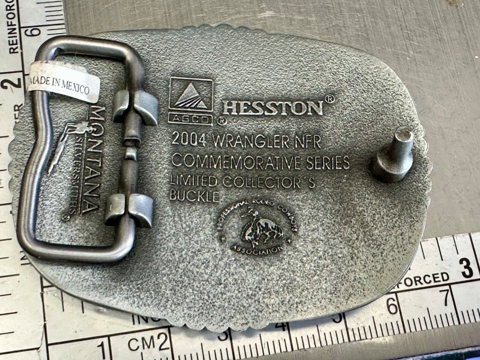 2004 Youth Sized Hesston National Finals Rodeo Bull Riding Cowboys belt buckle 