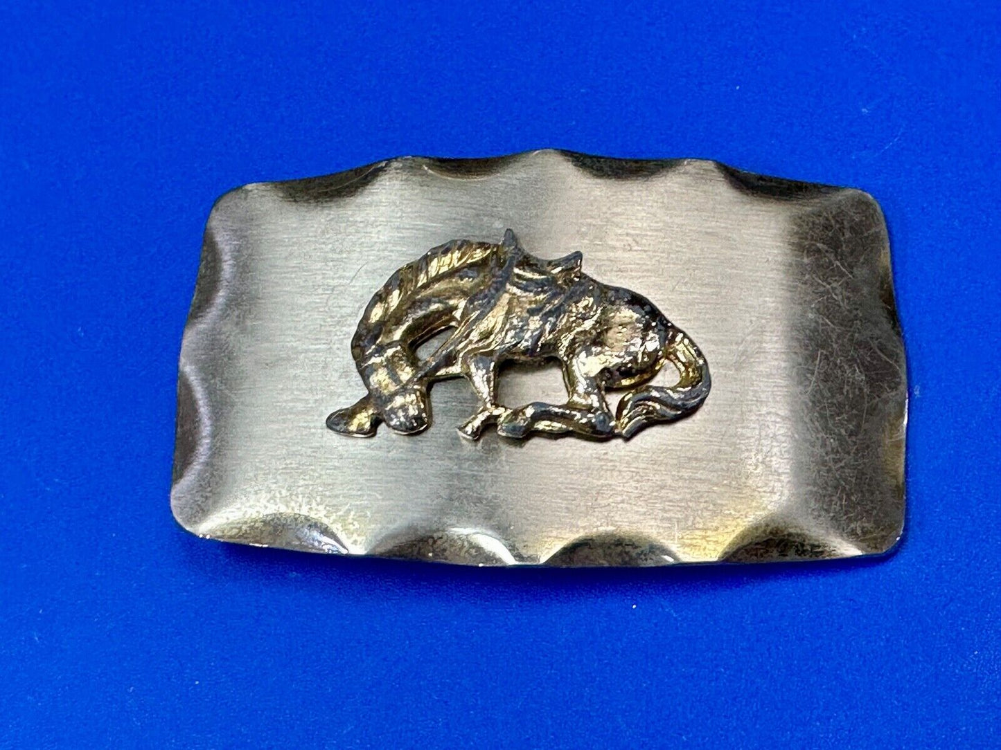 vintage Horse Saddle Bronc Bronco two tone western belt buckle