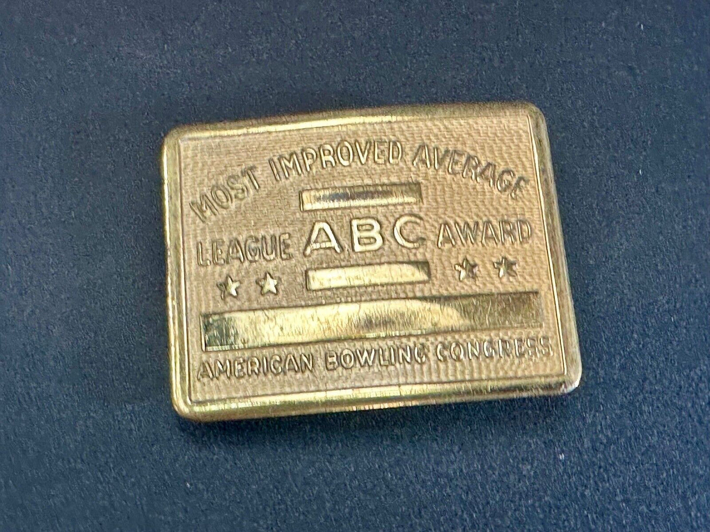 ABC Bowling League Award - NOT engraved most improved trophy NOS belt buckle