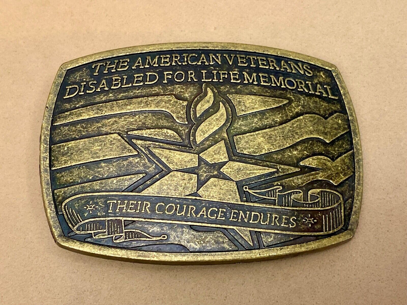 American Veteran, Disabled For Life Memorial Commemorative Belt Buckle 