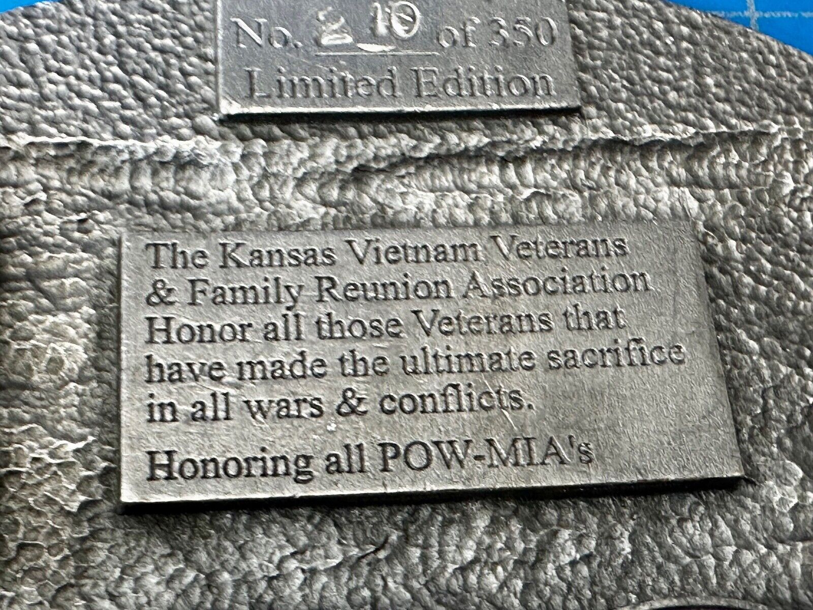 The Kansas Vietnam Veterans Family Reunion 19th Annual Commemorative Belt Buckle