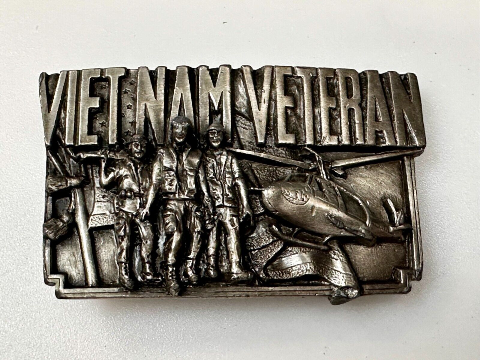 Veteran Vietnam Helicopter Soldiers Military Vtg 1983 Bergamot Belt Buckle