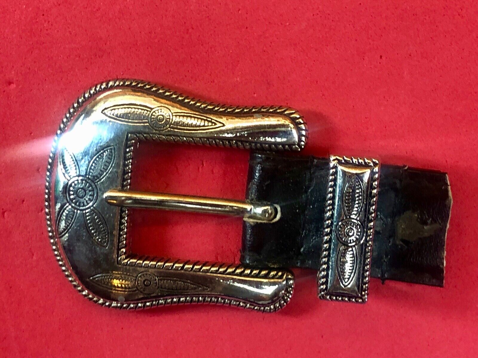 two piece Western Dress belt buckle with flower swirl pattern