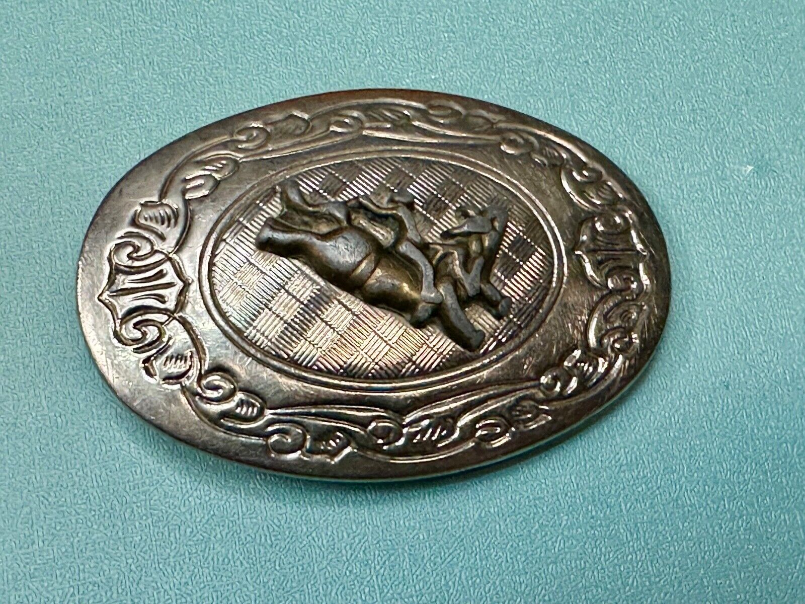 Vintage Cowboy Saddle Bronc 3" wide western oval belt buckle