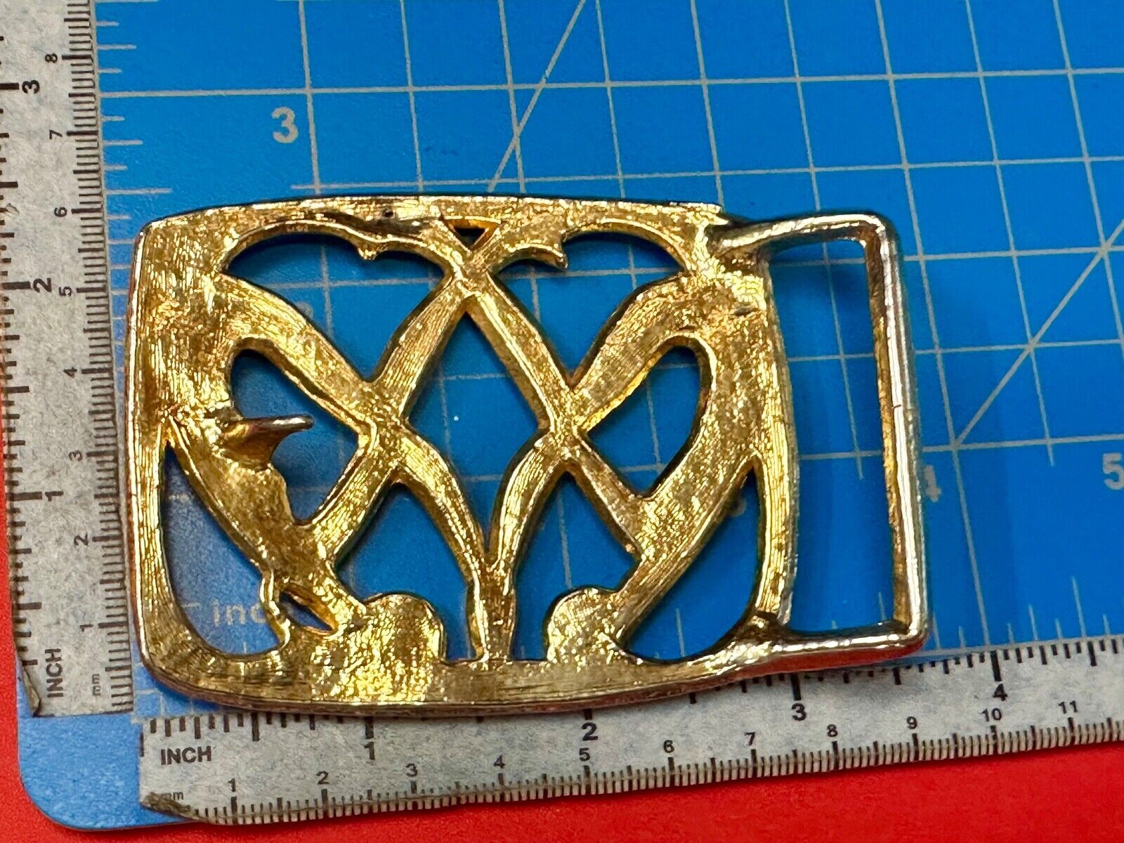 Abstract gold color Two Women touching palms  - Hippy see through belt buckle