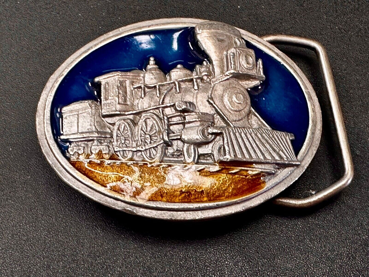 Train Steam Engine Coming Around the Mountain 1984 L-143 Bergamot Belt Buckle