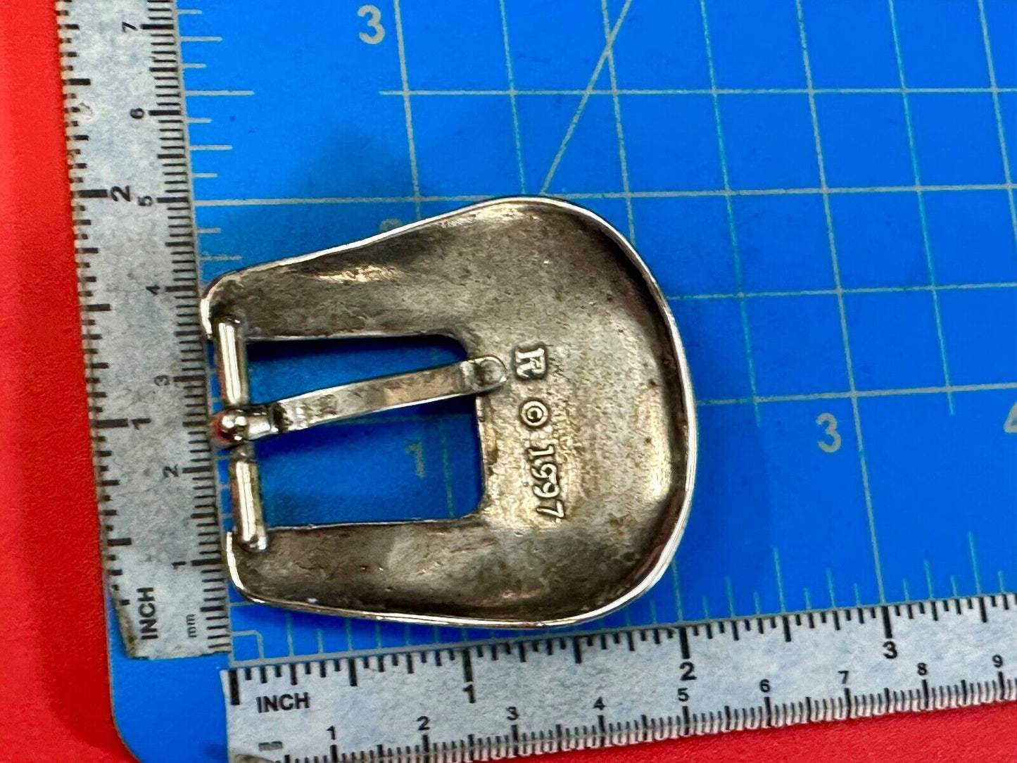 2" wide, silver tone ranger style cowgirls belt buckle