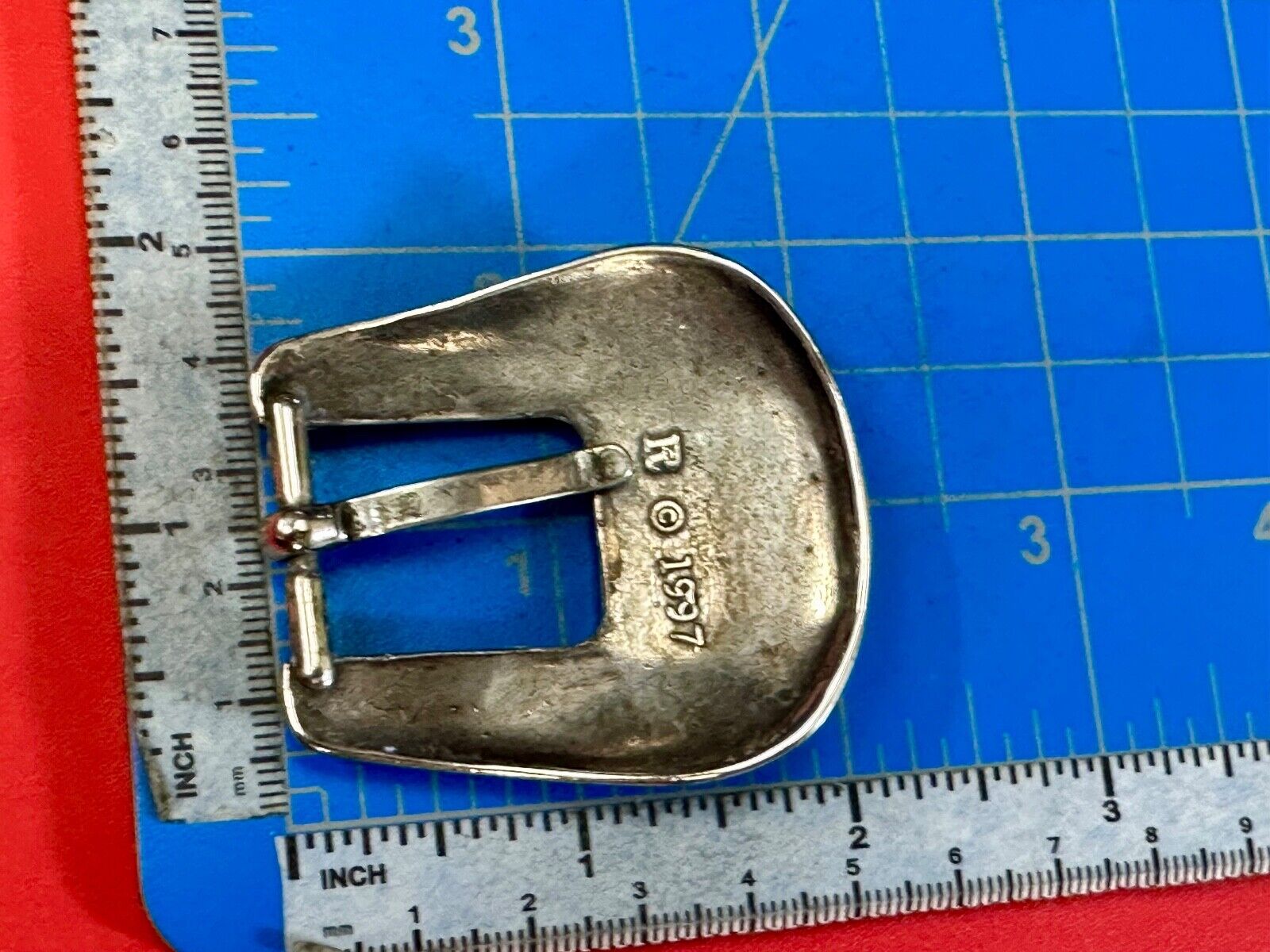 2" wide, silver tone ranger style cowgirls belt buckle