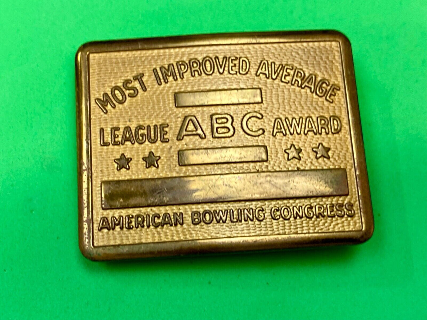 ABC Bowling Bowler's BLANK Most improved average award belt buckle NOT engraved!
