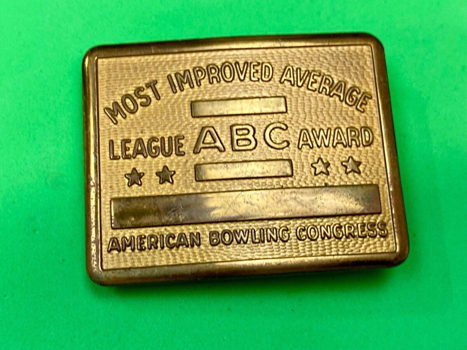 ABC Bowling Bowler's BLANK Most improved average award belt buckle NOT engraved!