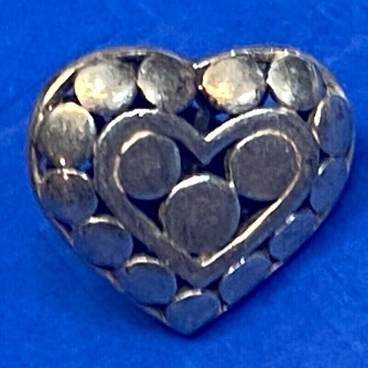 Adorable Heart Silver 925 Vintage See Thought Skeleton Southwestern Brooch 