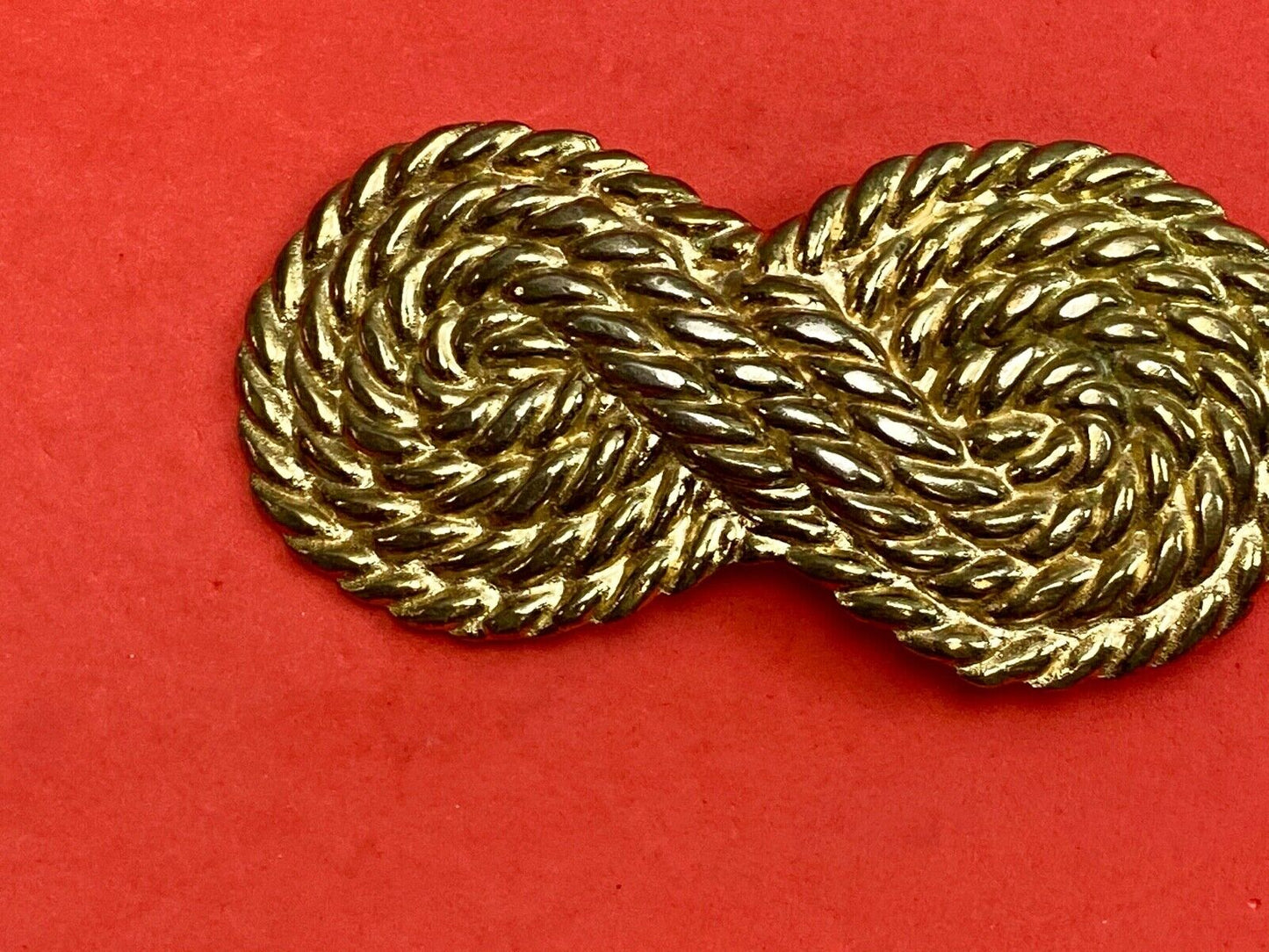 Vintage gold tone 4.5"  ROPE pattern Scarf shoe purse Belt Buckle Clip 