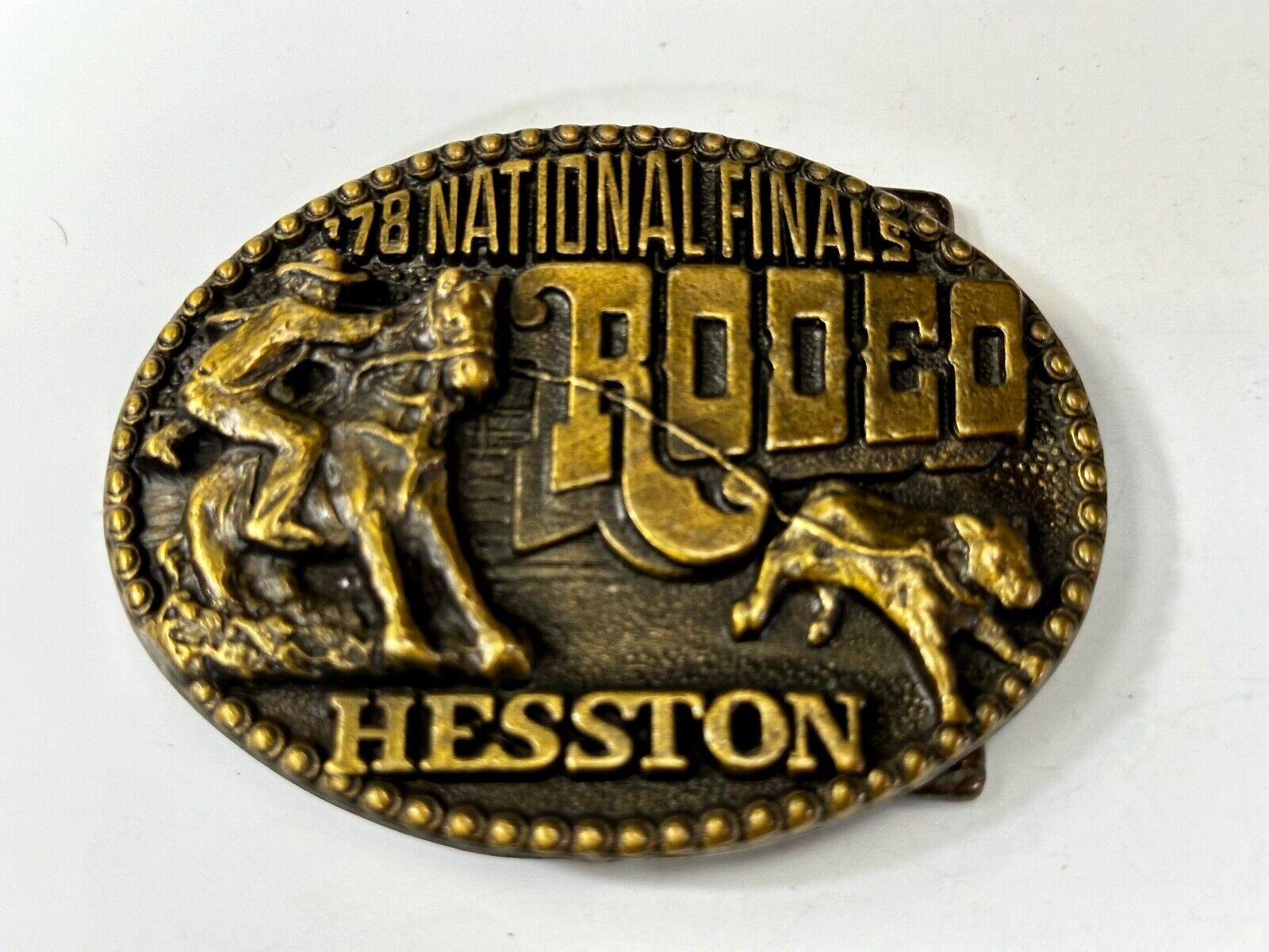 1978 National Finals Rodeo Hesston NFR Fourth Edition Collectors Belt Buckle