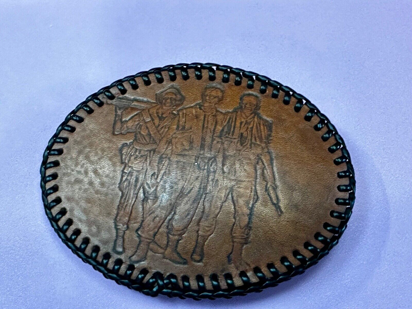Vietnam War Memorial The Three Soldiers Statue Leather Vintage Belt Buckle