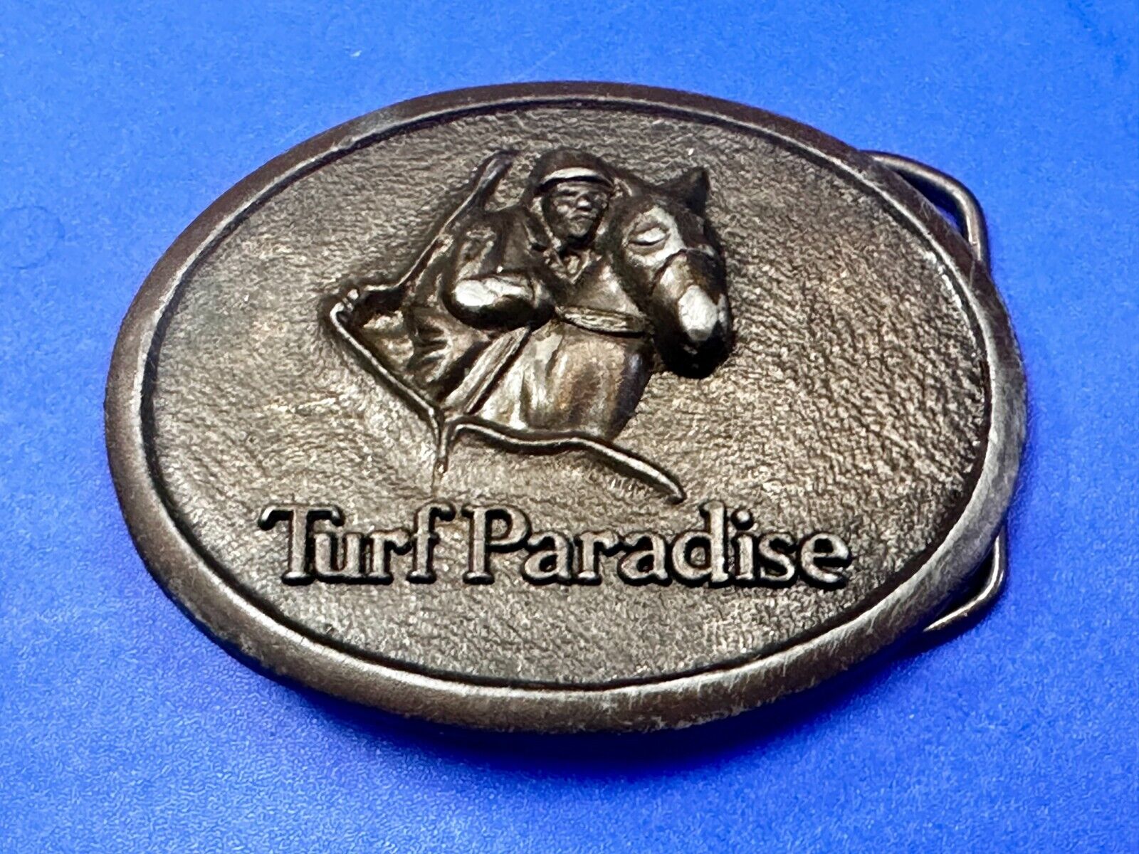 Turf Paradise Horse Racetrack Jockey Horse Racing Advertisement Belt Buckle