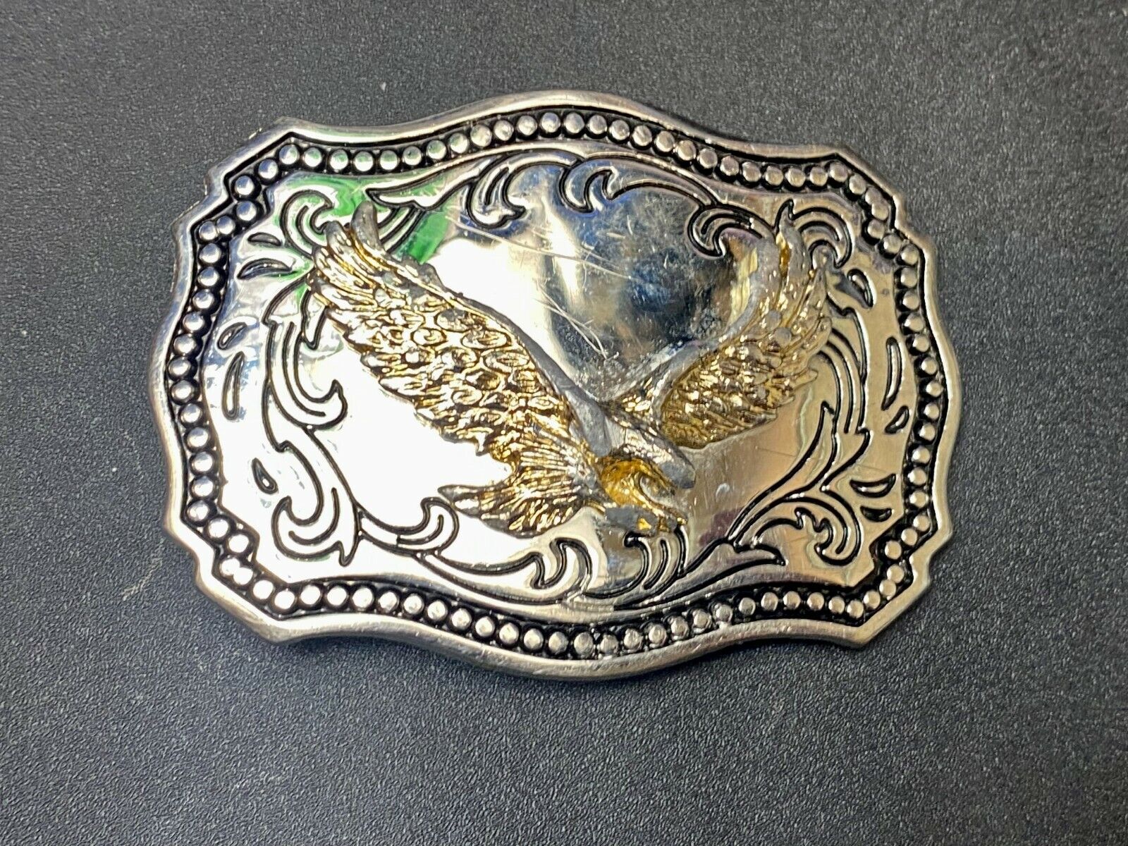 A Made Western Framed American Eagle - Hunting For Food Wings Wide Belt Buckle