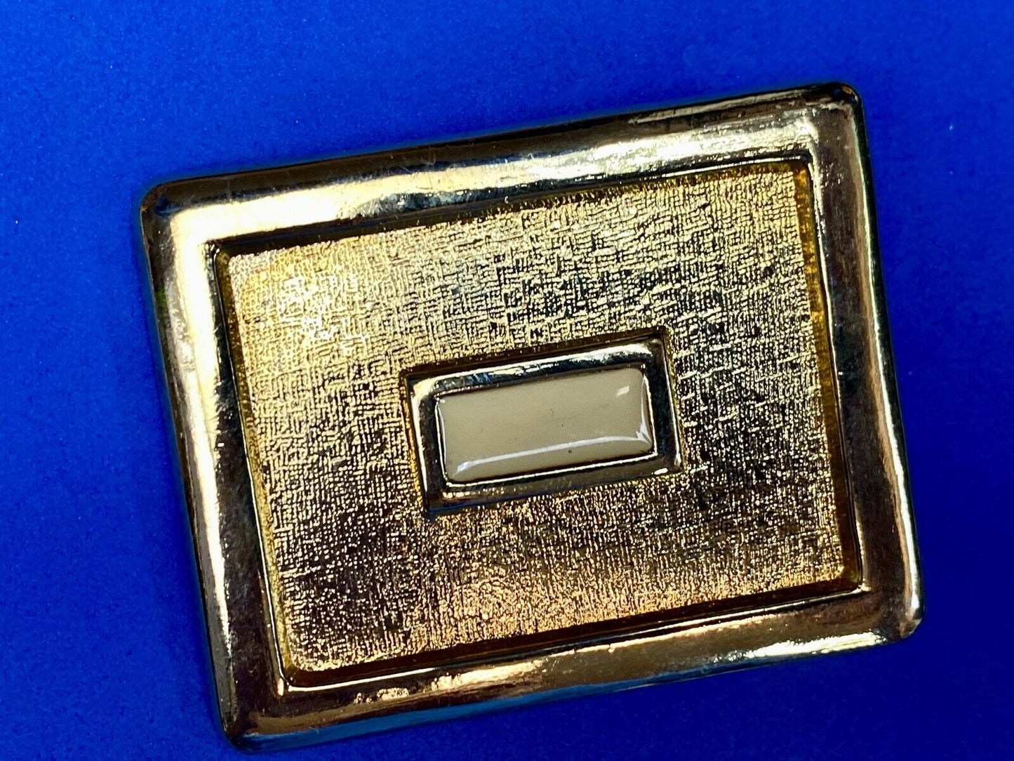 vintage gold tone cream center dress 3" belt buckle  