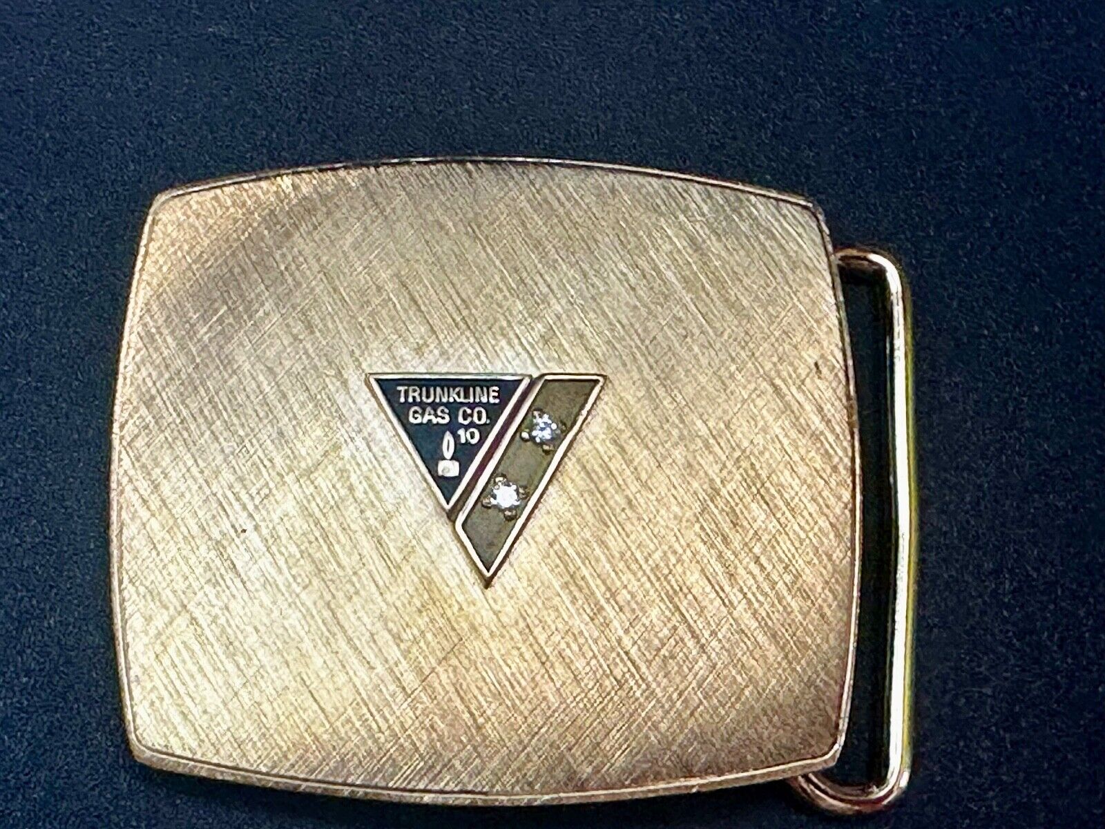 Trunkline Gas Company 10 Year Award Vtg. diamonds & gold centerpiece Belt Buckle