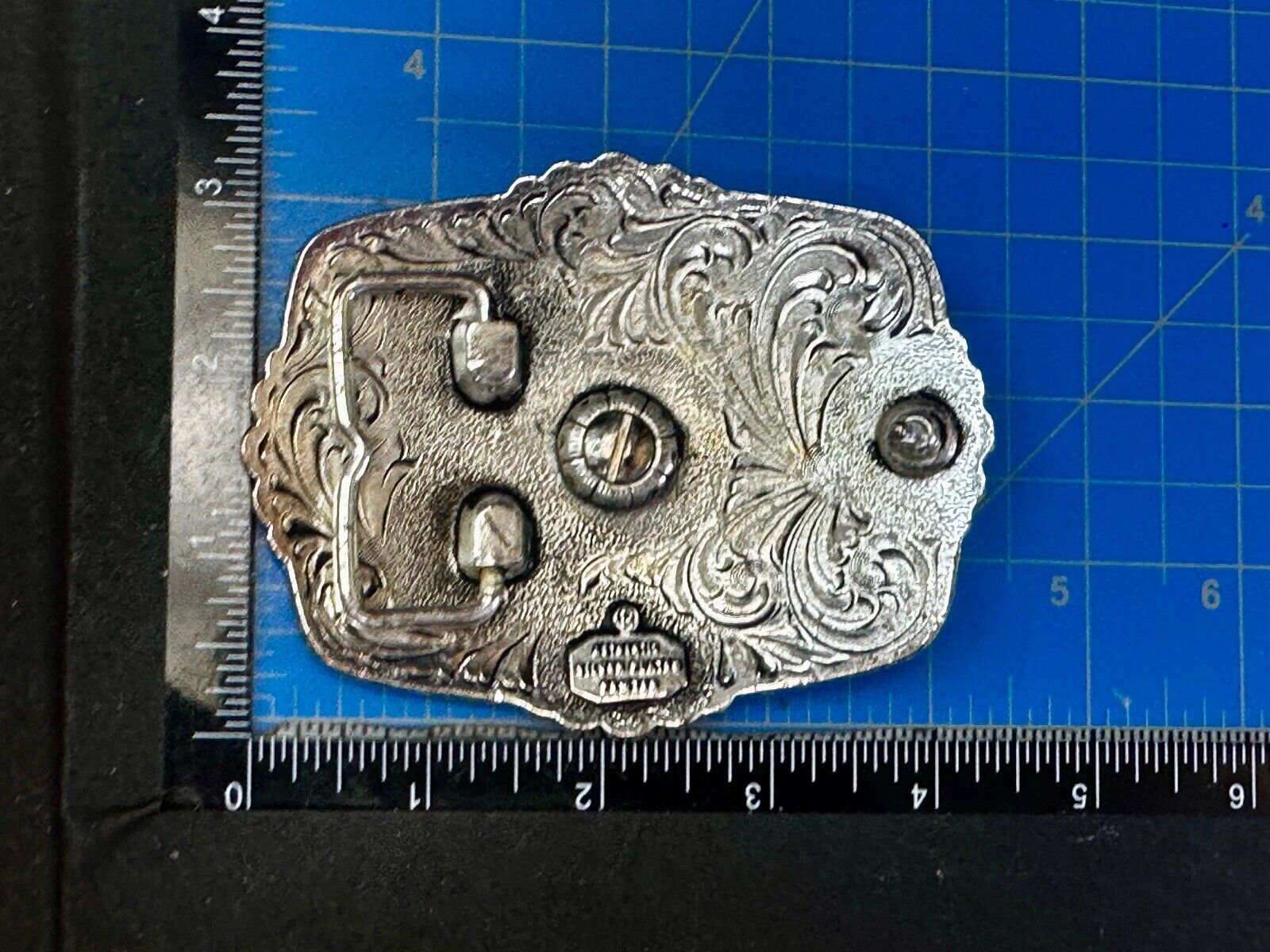 Authentic Silver Plated Western Cowboys flower swirl design Large Belt Buckle