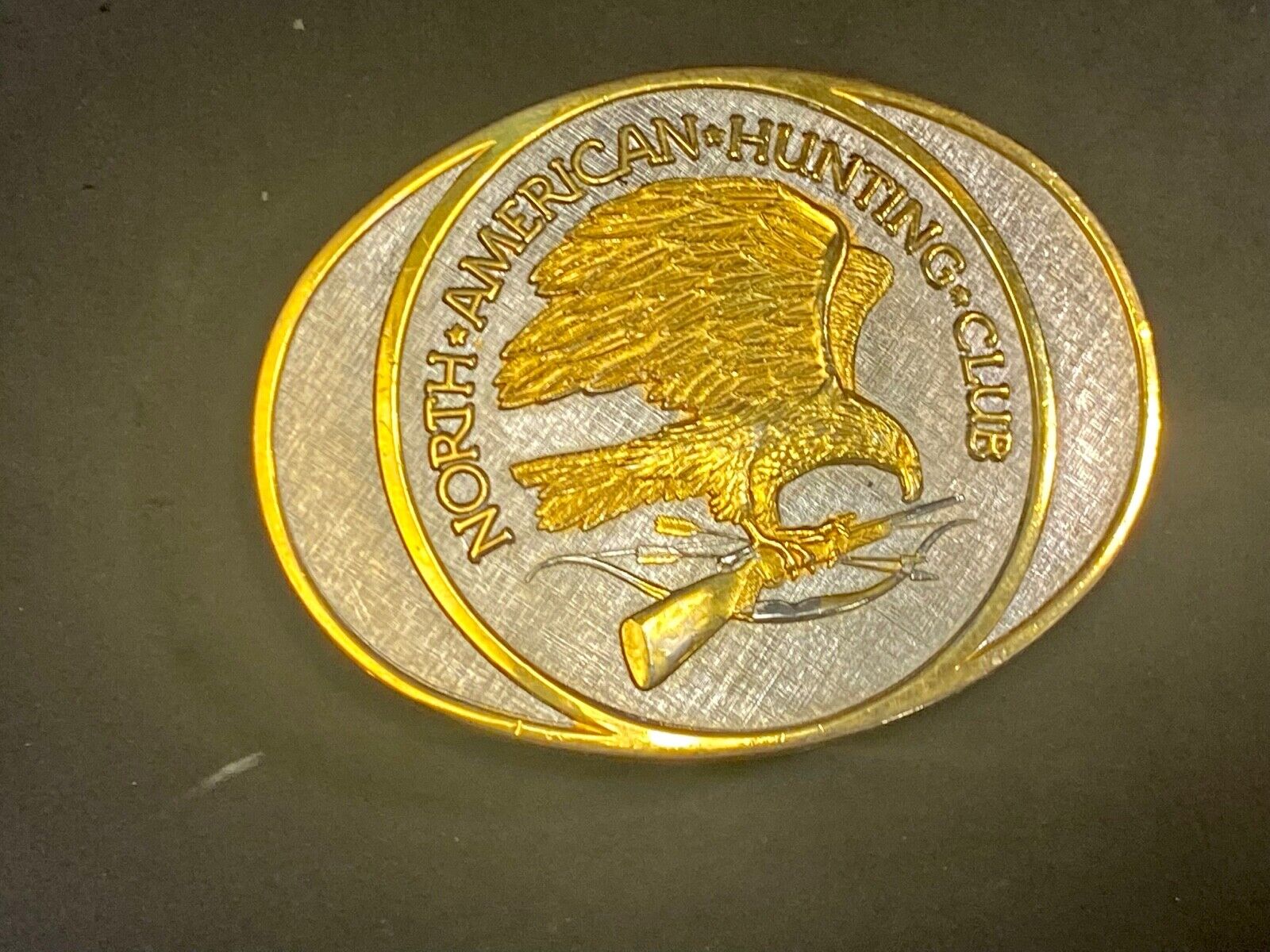 24K Gold / Rhodium Plate!  North American Hunting Club Life Member Belt Buckle