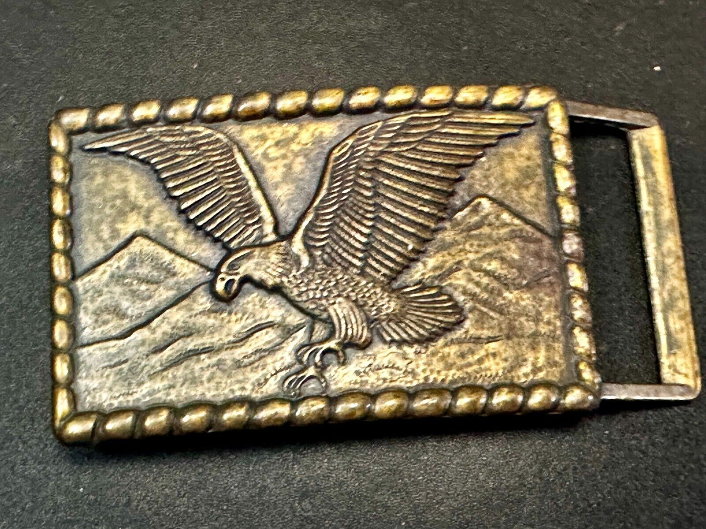 American Bald Eagle flying over majestic USA mountains Vintage Belt Buckle