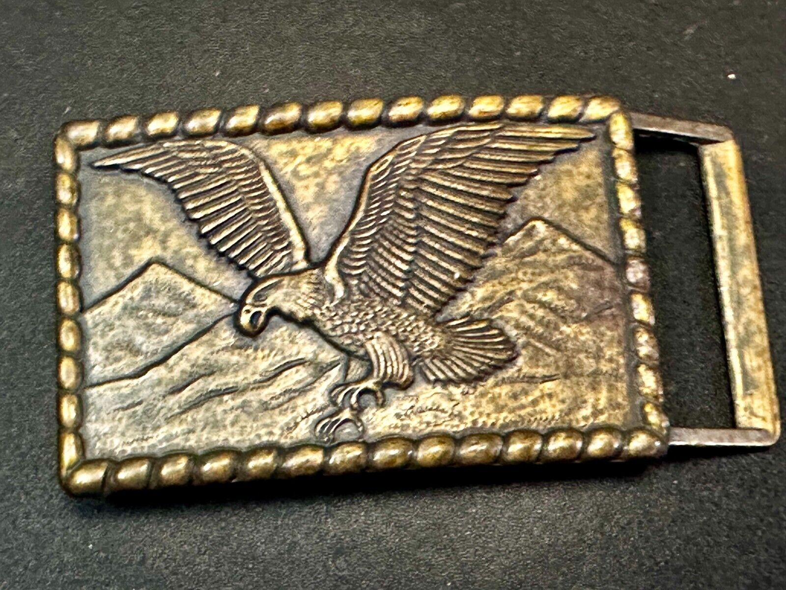 American Bald Eagle flying over majestic USA mountains Vintage Belt Buckle
