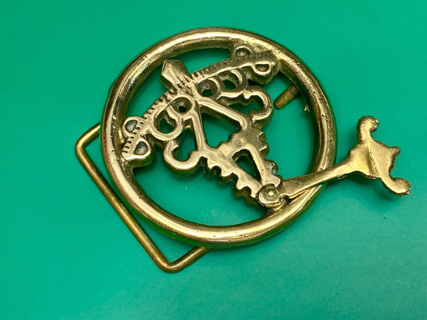 60's Hippy Moving Clock Pendulum Amazing! solid brass belt buckle