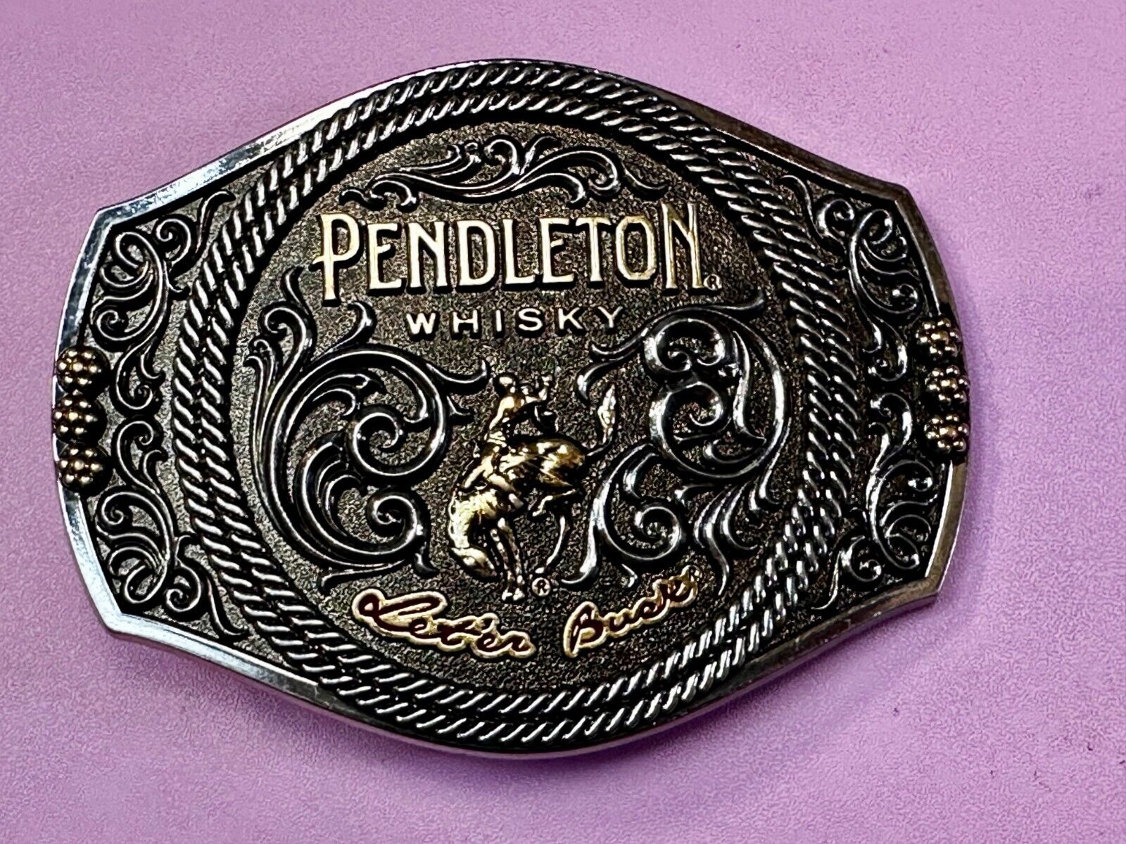 2021 Pendleton Whiskey Let'er Buck Rodeo Cowboy Montana Silversmiths Belt Buckle