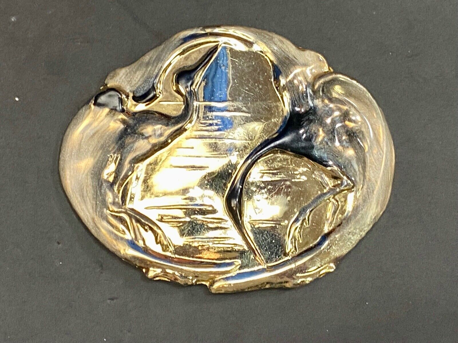 Art Nouveau Charmant Duck Figure Enamel Asian Chinoiserie Crane Belt Buckle