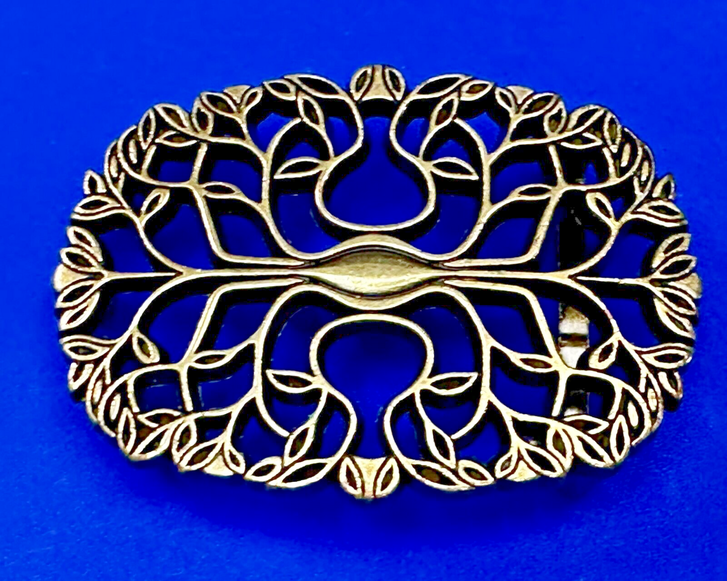 Tree of Life Pattern Openwork Hippy Boho Brass Tone Ornate Belt Buckle